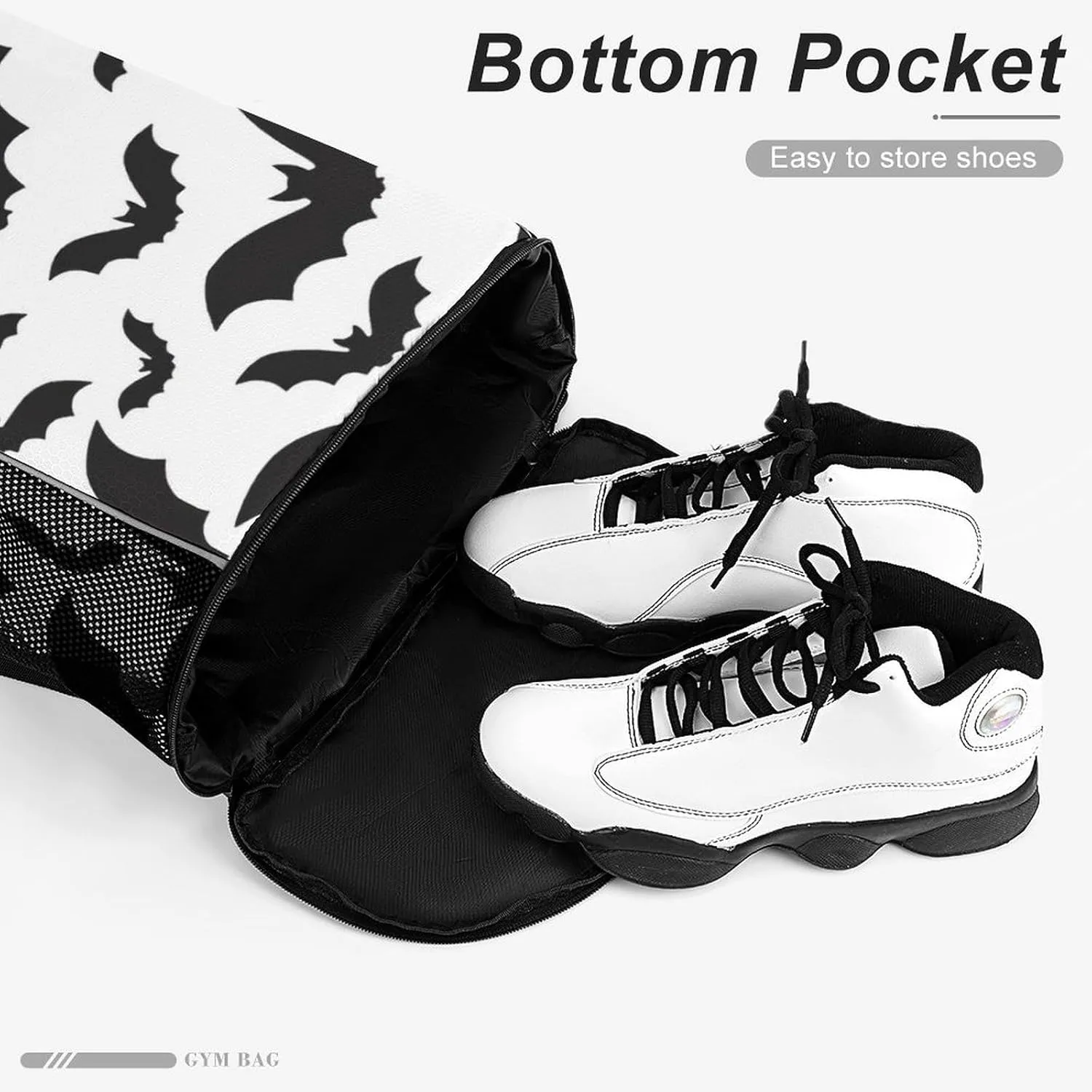 Spooky Halloween Bats Black Sports Bundle Pocket with Dry Wet Separation Unisex