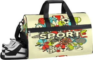 Sport Soccer Football Baseball Sports Gym Bag for Women and Men Travel Duffel Bag Overnight Shoulder Bag Waterproof Workout Bag Portable Sports Tote with Shoes Compartment