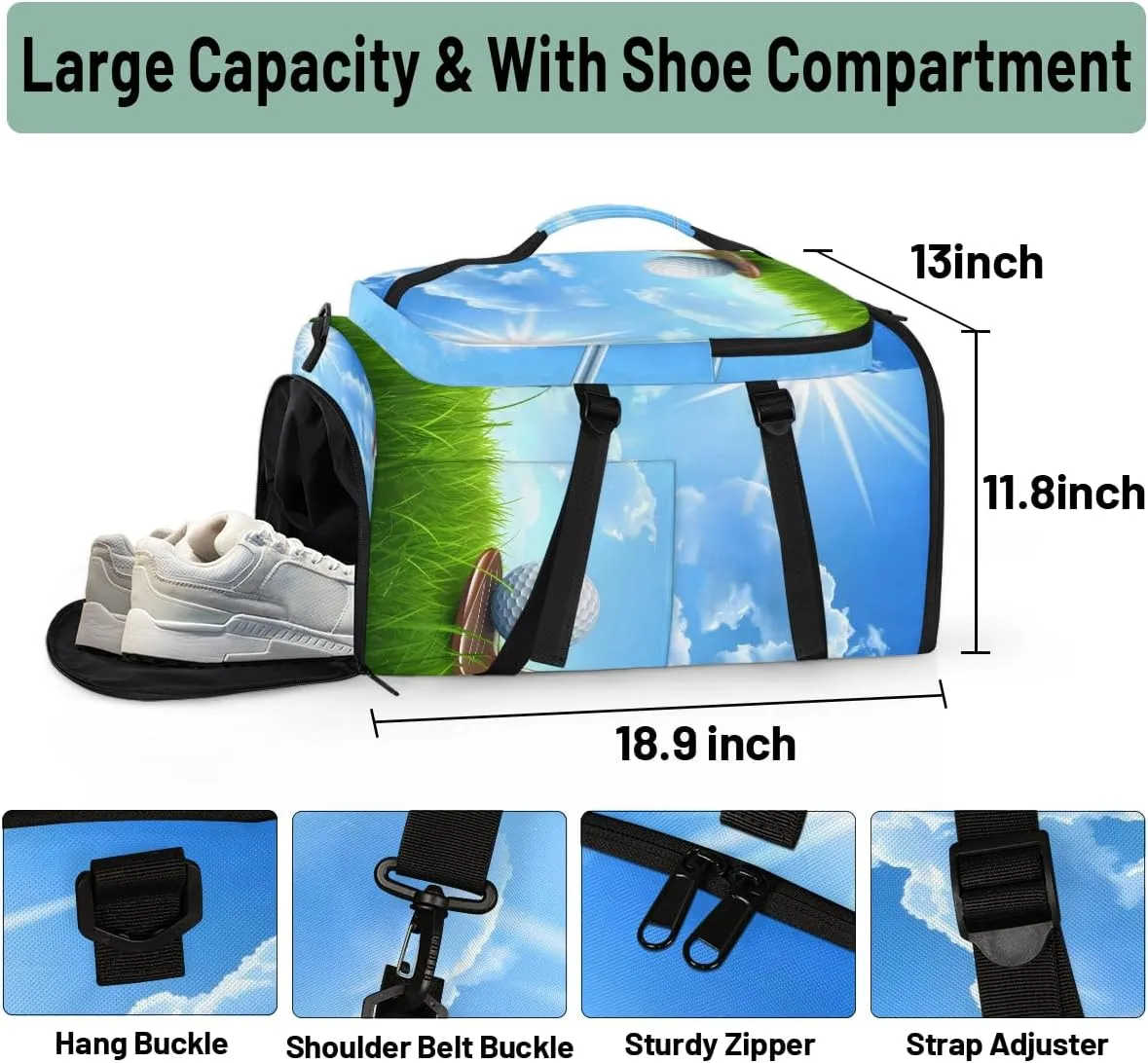 Sports Golf Travel Backpack Carry On Flight Approved for Men Women, Lightweight Large Luggage Weekender Casual Daypack Backpacks for Traveling Airplane