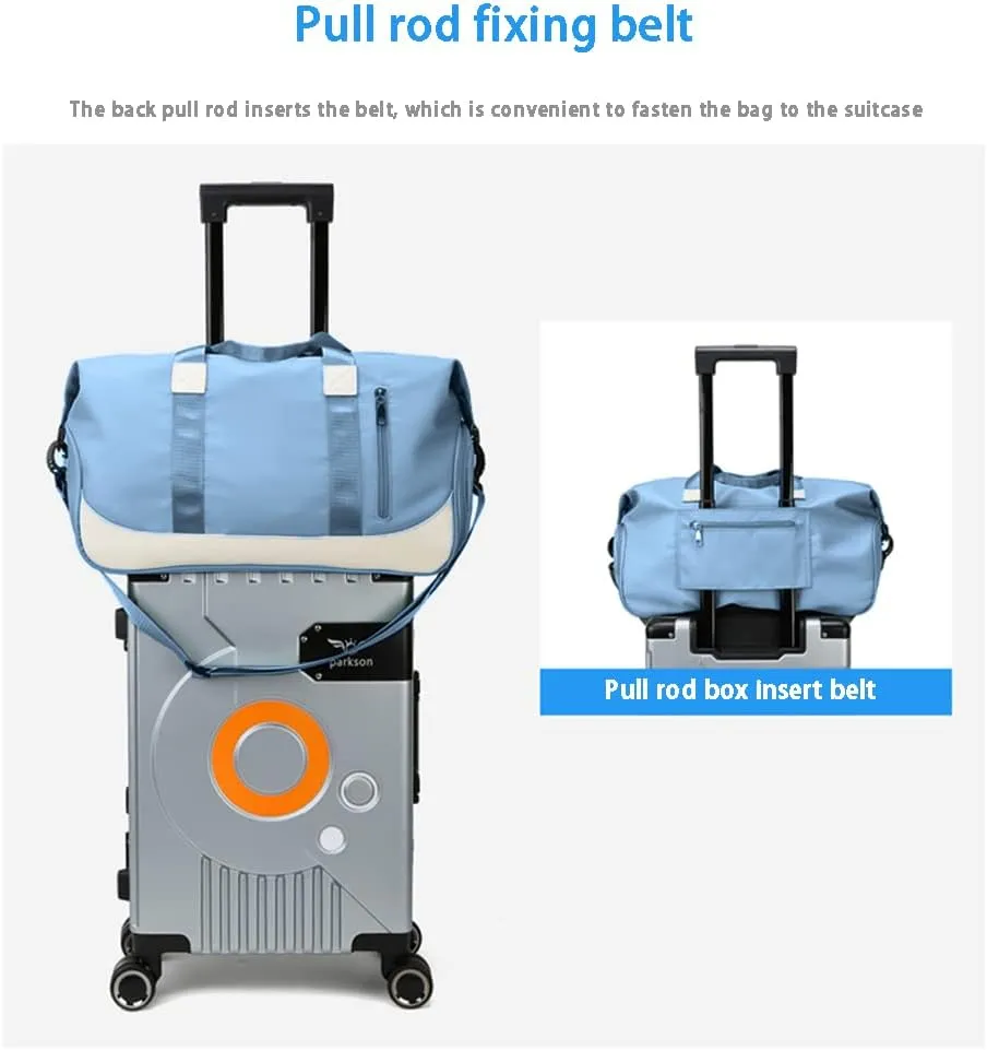 Sports Gym Bag Duffel Bag with Shoes Compartment & Wet Pocket,Waterproof Carry On Bag Hospital Holdalls with Shoulder Strap,Compartment Fitness Workout Bag LBlu 47*22*25cm