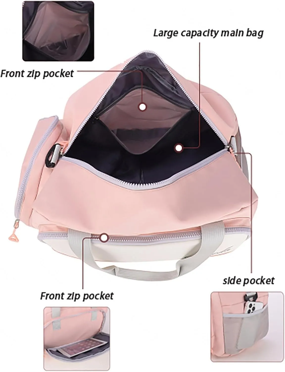 Sports Gym Bag for Women,31L Waterproof Travel Duffel Bag with Shoes Compartment and Wet Pocket, Tote Bag Backpack Carry On Bag Weekend Overnight Bag,E