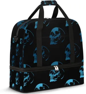 Sports Gym Bag Gothic Skull Foldable Travel Duffel Bag with Shoes Compartment Large Carry On Bag Weekend Yoga Workout Bag for Men Women 20.07 * 7.87 * 18.11 Inch