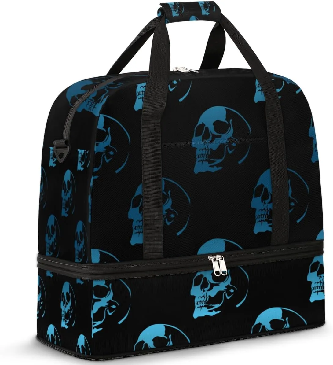 Sports Gym Bag Gothic Skull Foldable Travel Duffel Bag with Shoes Compartment Large Carry On Bag Weekend Yoga Workout Bag for Men Women 20.07 * 7.87 * 18.11 Inch