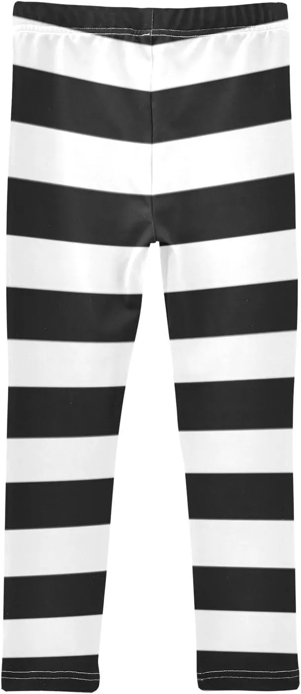Striped Leggings for Girls Yoga Dance Pants Stretch High Waisted Ankle Length Tights Kids Leggings
