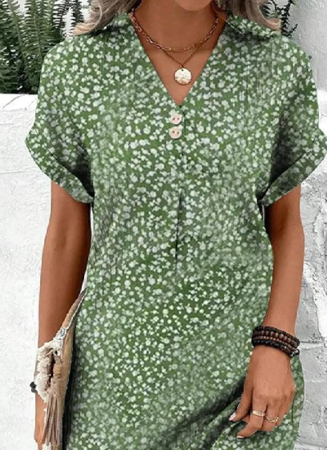 Summer Dresses for Women Floral Short Sleeve Mini Dress V Neck Shift Casual Vacation Dress