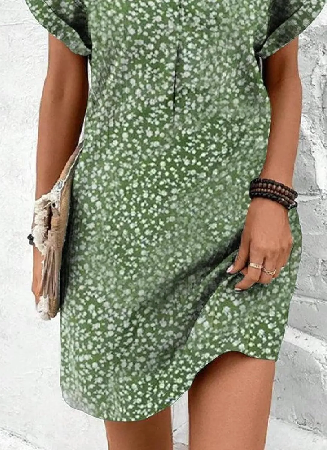 Summer Dresses for Women Floral Short Sleeve Mini Dress V Neck Shift Casual Vacation Dress