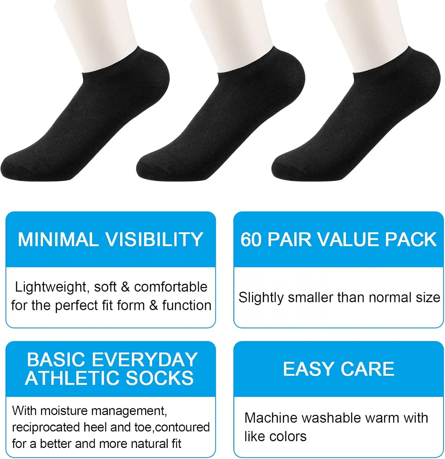 Syhood 60 Pairs No Show Socks Bulk Low Cut Socks for Men Women Unisex Thin Cotton Boat Liner for Homeless Casual Sports Tab
