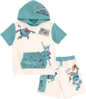 Teenage Mutant Ninja Turtles French Terry Pullover Hoodie and Shorts Outfit Set Toddler to Big Kid Sizes (2T - 14-16)