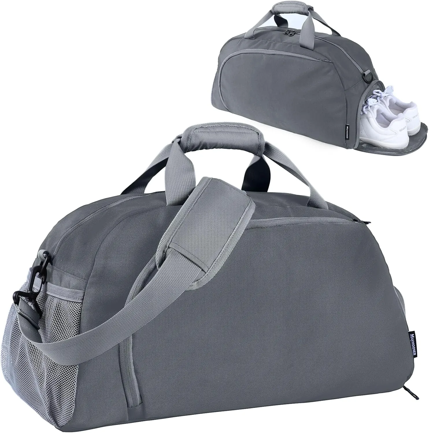 Travel Duffel Bag for Men Women Sports Tote Gym Bag Shoulder Weekender Overnight Bag with Wet Pocket & Shoe Compartment, Dark Grey