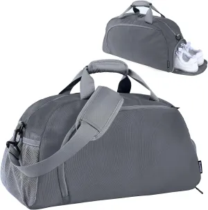 Travel Duffel Bag for Men Women Sports Tote Gym Bag Shoulder Weekender Overnight Bag with Wet Pocket & Shoe Compartment, Dark Grey
