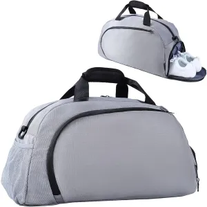 Travel Duffel Bag for Men Women Sports Tote Gym Bag Shoulder Weekender Overnight Bag with Wet Pocket & Shoe Compartment, Silver Grey