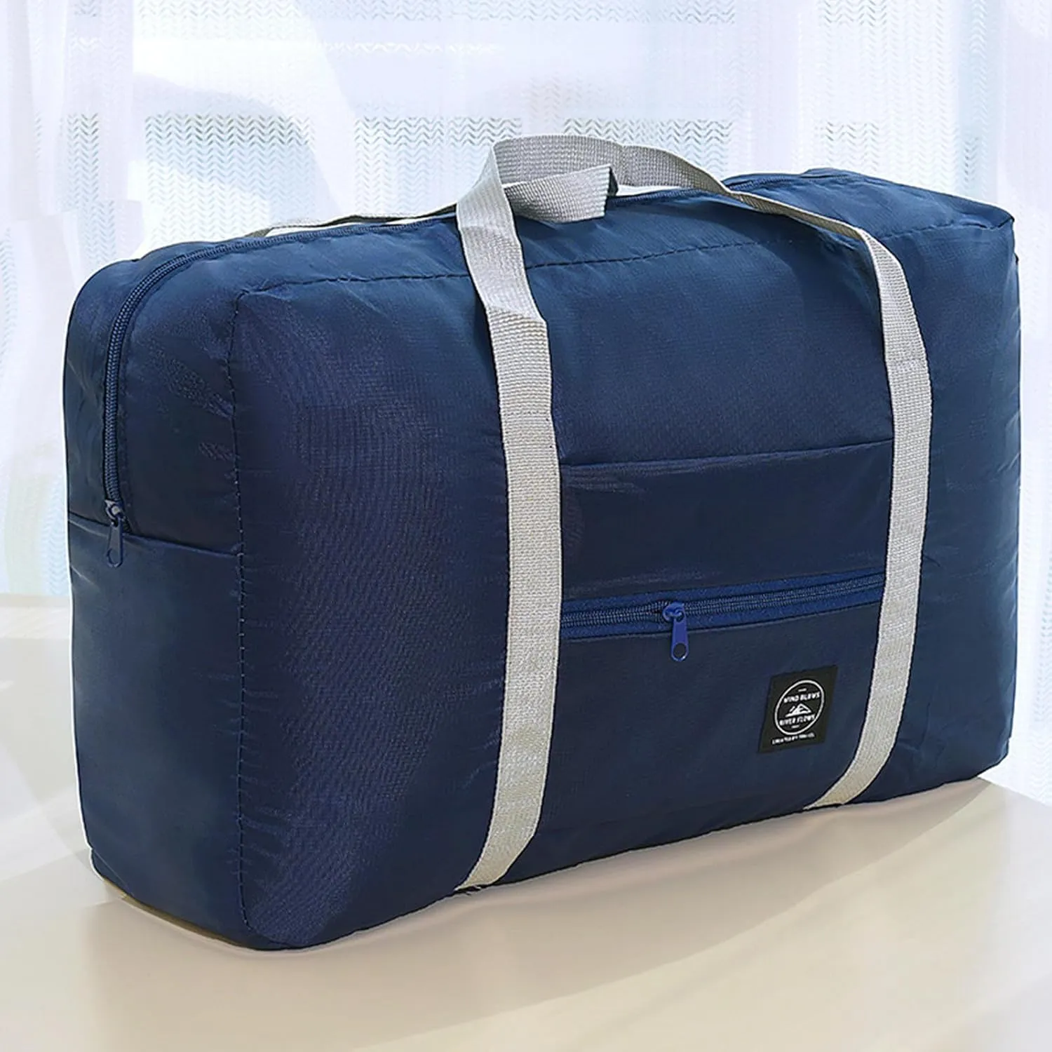 Travel Duffle Bag 25L Foldable Travel Duffel Bag with Shoes Compartment Tote Bags Lightweight Travel Luggage Bag Shoulder Overnight Bag for Sports, Gym, Vacation (Dark Blue)