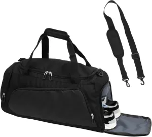 Travel Duffle Bag, Waterproof Sports Gym Bags with Shoes Compartment & Wet Pocket, Lightweight Foldable Duffel Bag, Multipurpose Weekender Overnight Backpack for Teens Girls Yoga, Black, L, Modern