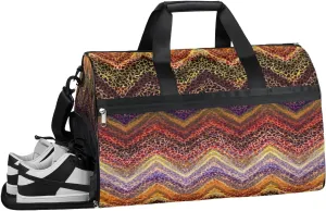 Tribe Boho Wave Copper Sports Gym Bag for Women and Men Travel Duffel Bag Overnight Shoulder Bag Waterproof Workout Bag Portable Sports Tote with Shoes Compartment