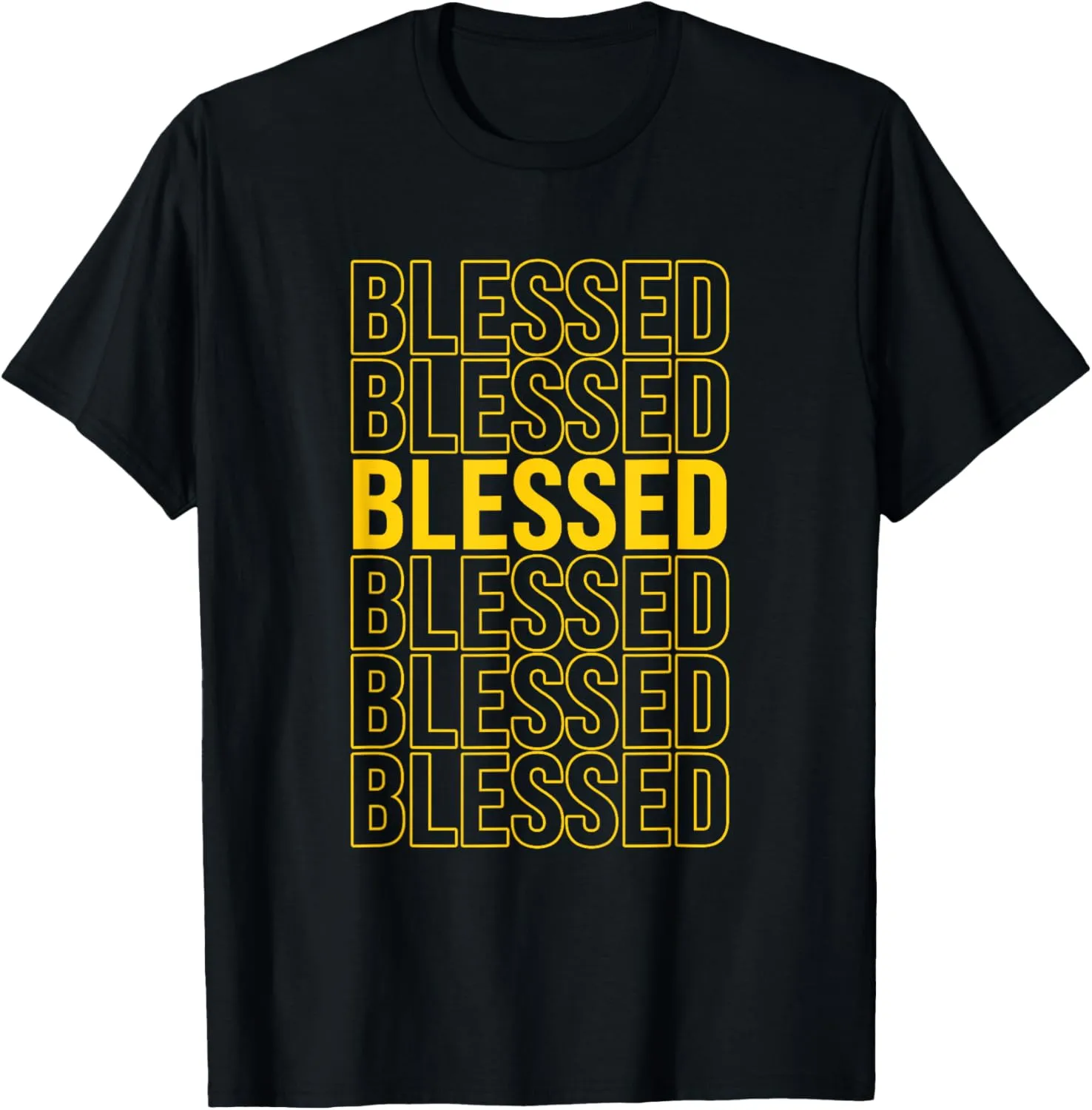 Varsity-Gold Yellow Blessed University-Gold Yellow Graphic T-Shirt