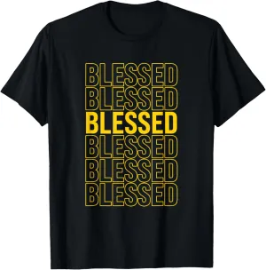 Varsity-Gold Yellow Blessed University-Gold Yellow Graphic T-Shirt