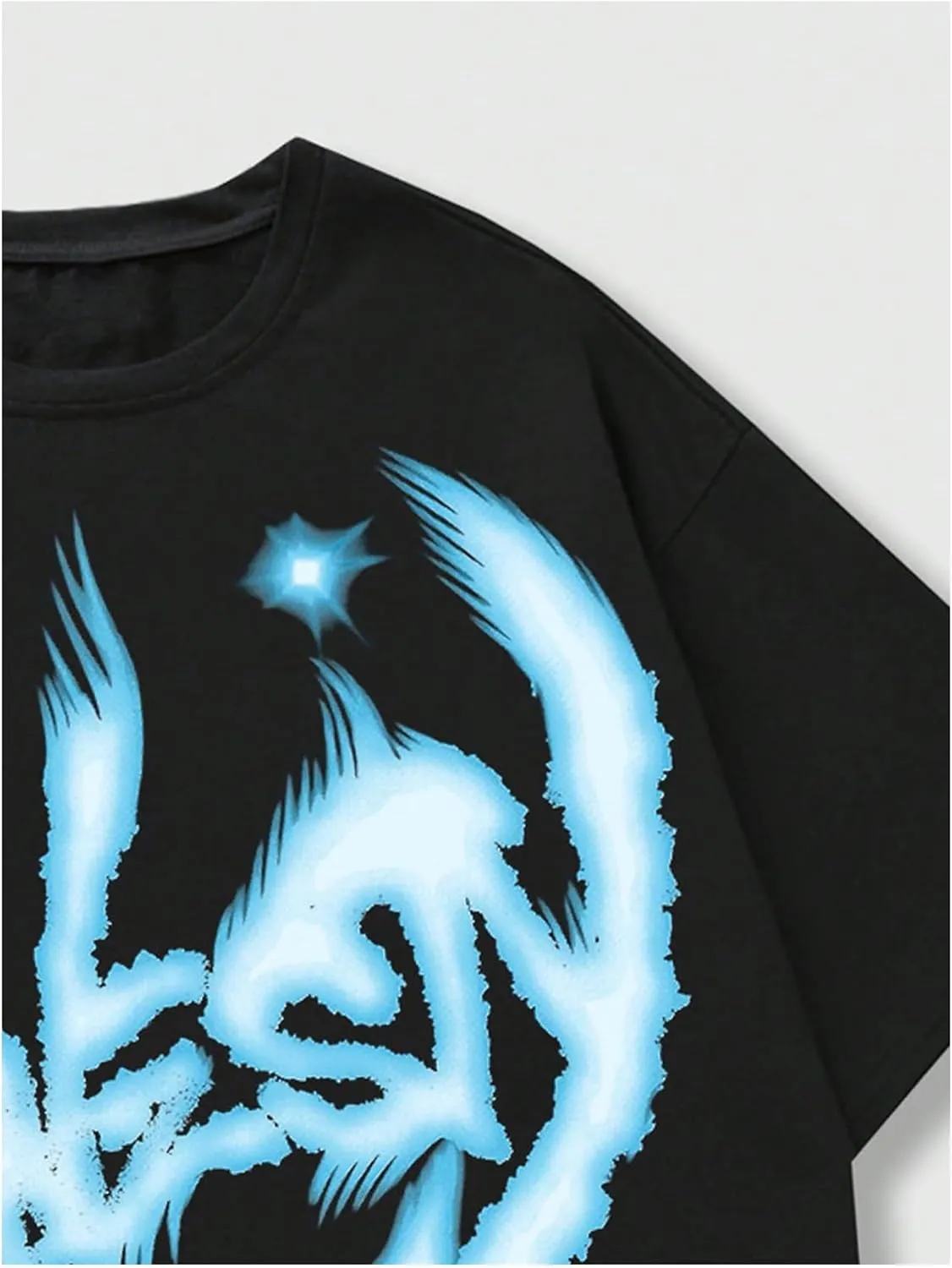 Verdusa Men's Star Print Graphic Tees Short Sleeve Drop Shoulder T Shirt