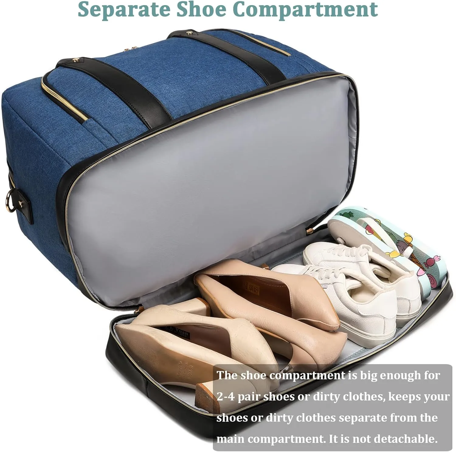 Weekend Overnight Bag for Women Ladies Travel bag Leather Mens Duffle Tote Bag Carry On Luggage, 01 Oxford Blue, Carry on Travel Bag