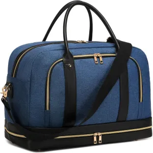 Weekend Overnight Bag for Women Ladies Travel bag Leather Mens Duffle Tote Bag Carry On Luggage, 01 Oxford Blue, Carry on Travel Bag