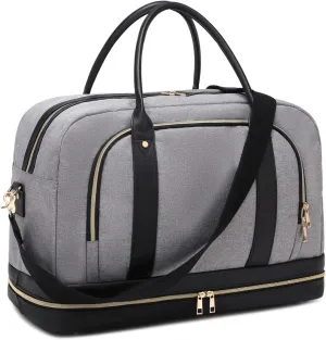 Weekend Overnight Bag for Women Ladies Travel bag Leather Mens Duffle Tote Bag Carry On Luggage, 01 Oxford Grey, Carry on Travel Bag