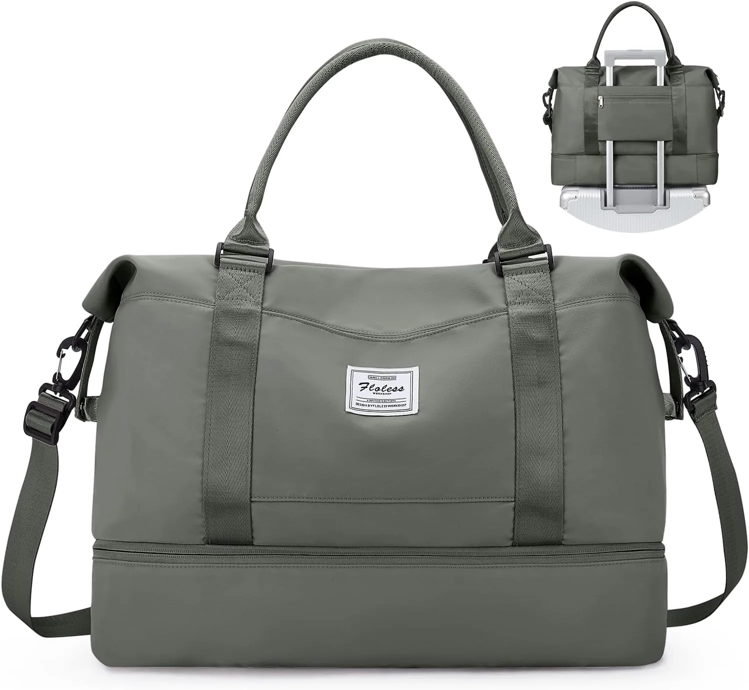 Weekender Bags for Women,Personal Item Travel Bag with Shoes Compartment&Laptop Pocket,Overnight Travel Duffel Bag with Wet Pocket,Gym Bag, Olive Green, Travel Weekender Bag