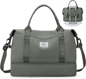 Weekender Bags for Women,Personal Item Travel Bag with Shoes Compartment&Laptop Pocket,Overnight Travel Duffel Bag with Wet Pocket,Gym Bag, Olive Green, Travel Weekender Bag