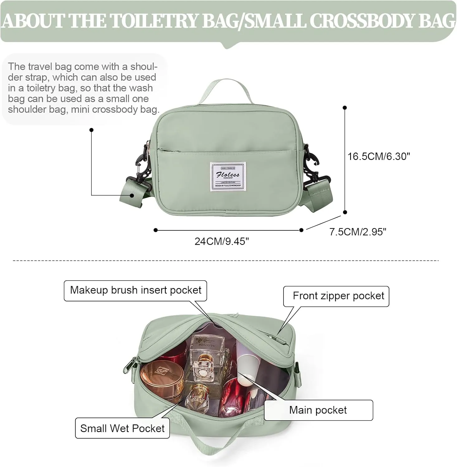 Weekender Bags for Women,Personal Item Travel Bag,Overnight Travel Duffel Bag with Expandable Shoes Compartment & Wet Pocket, B-Light Green with Toiletry Bag, Travel Bag