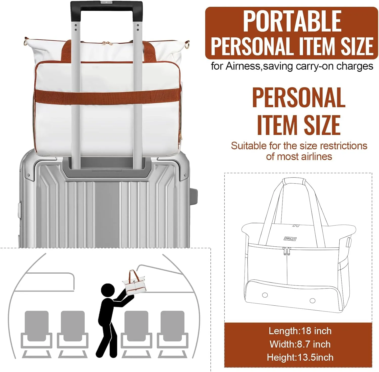 Weekender Overnight Bag for Women, Large Travel Duffle Bag with Shoe Compartment & Wet Pocket, Carry On Tote Bag Gym Duffel Bag, Beige Brown, Travel Bag