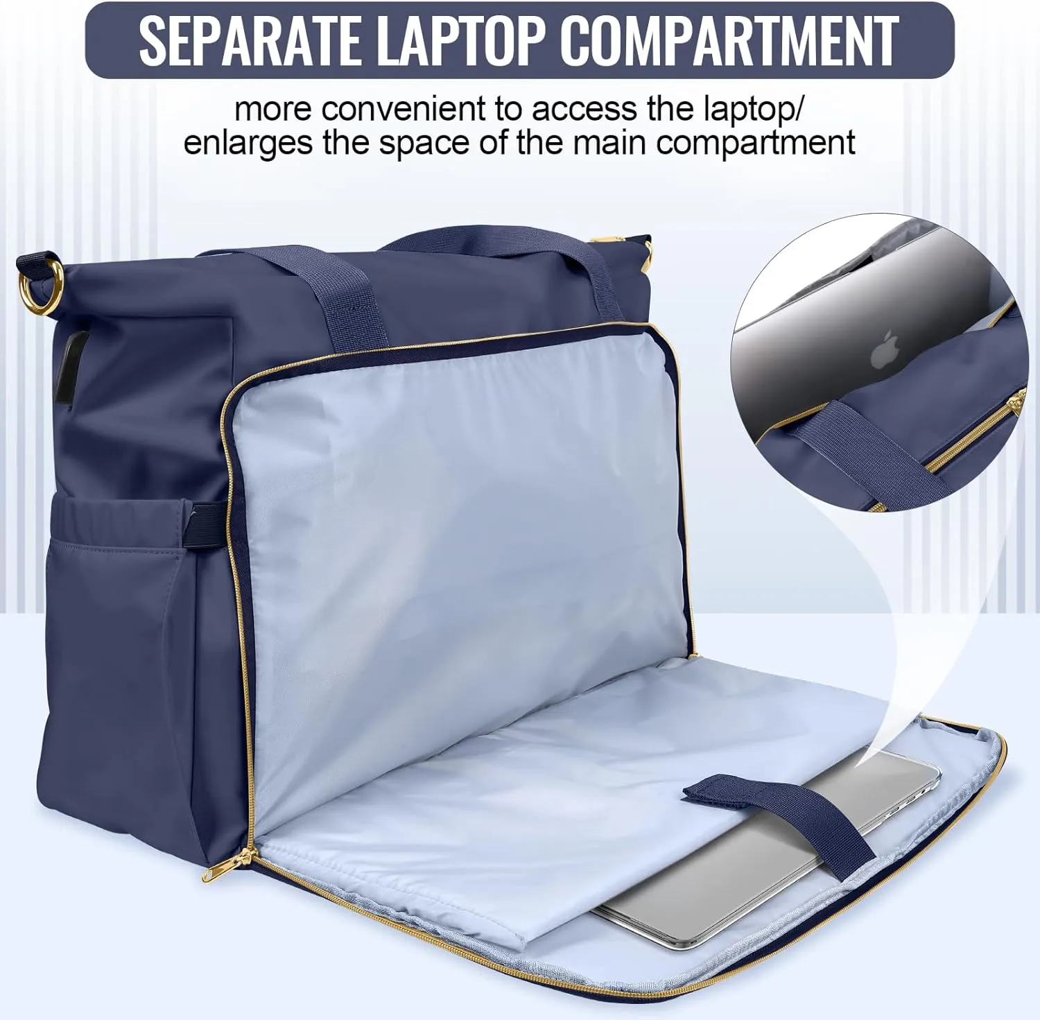 Weekender Overnight Bag for Women, Large Travel Duffle Bag with Shoe Compartment & Wet Pocket, Carry On Tote Bag Gym Duffel Bag, Dark Blue, Travel Bag