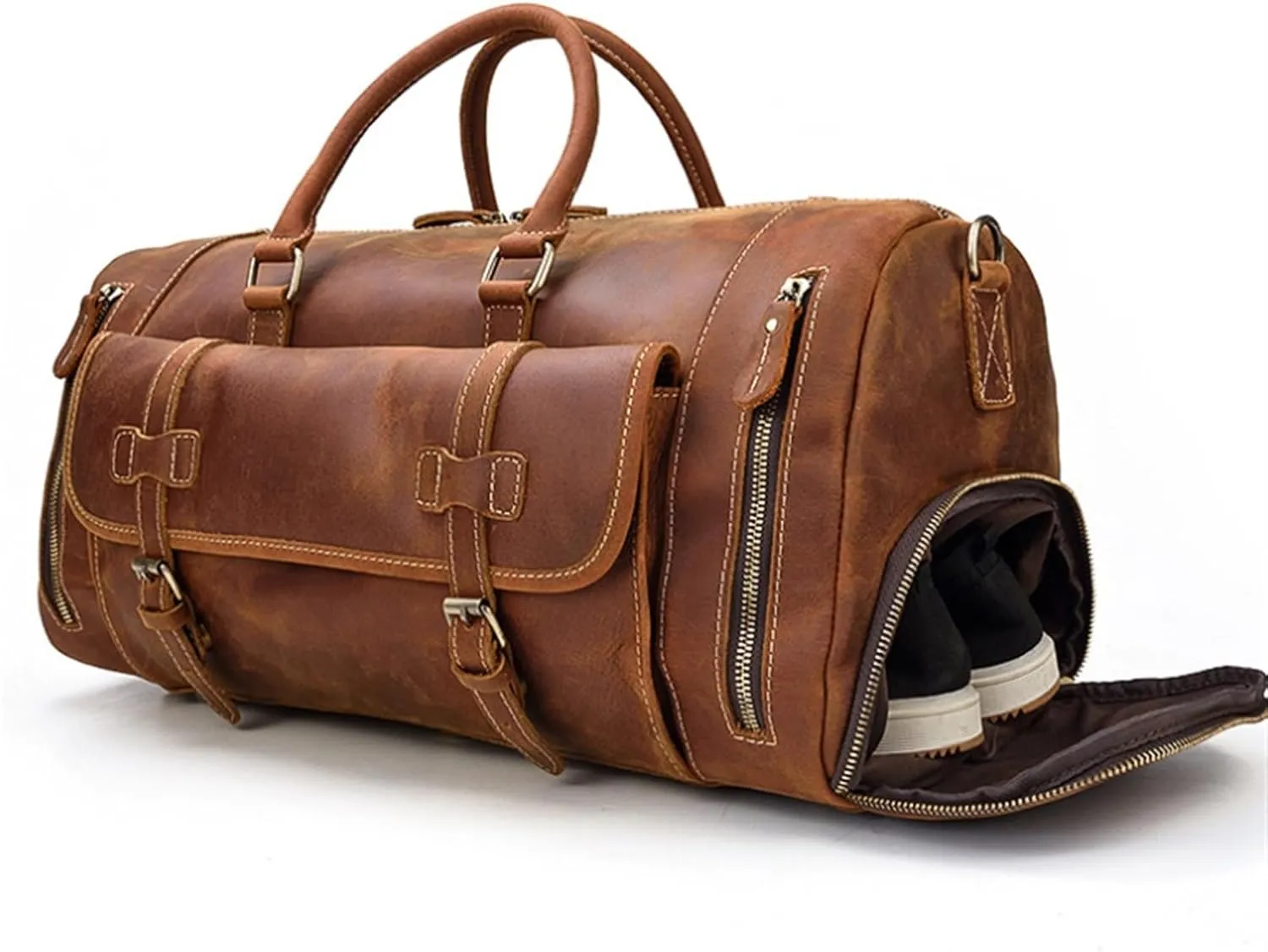 Weekender Travel Bag 20inch Weekender Bag for Men Large Overnight Bag Travel Duffel Bag with Shoe Compartment Sport Gym Bag(A)