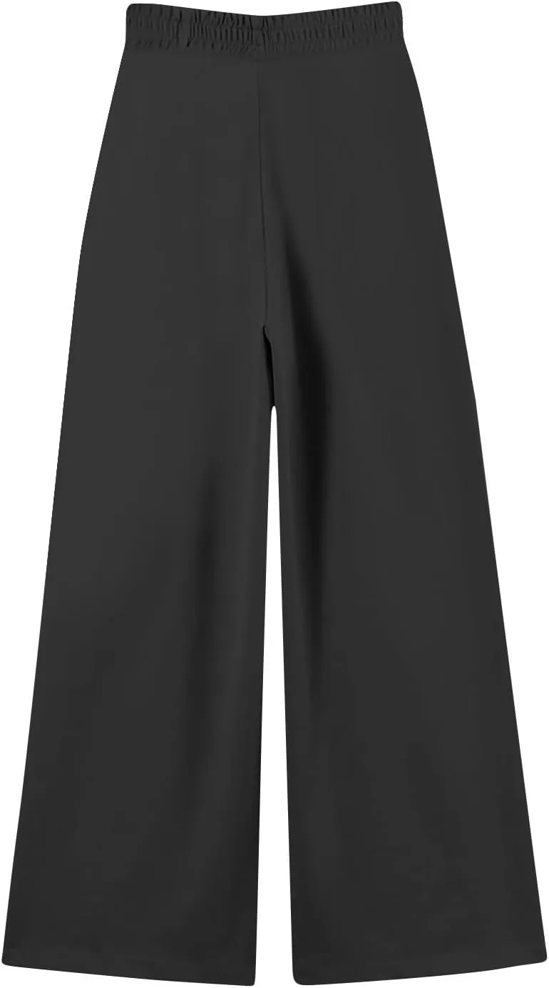 Wide Leg Sweatpants Women Baggy Fleece Cute Y2k Drawstring High Waisted Sweat Pants Flowy Palazzo Comfy Lounge Pants