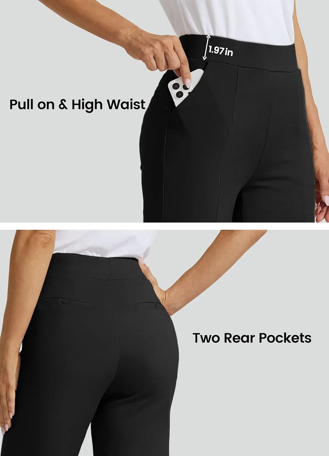 Willit Women's Capri Pants Dress Yoga Pants Wide Leg Business Casual Capris Work Slacks Stretch High Waisted 21"