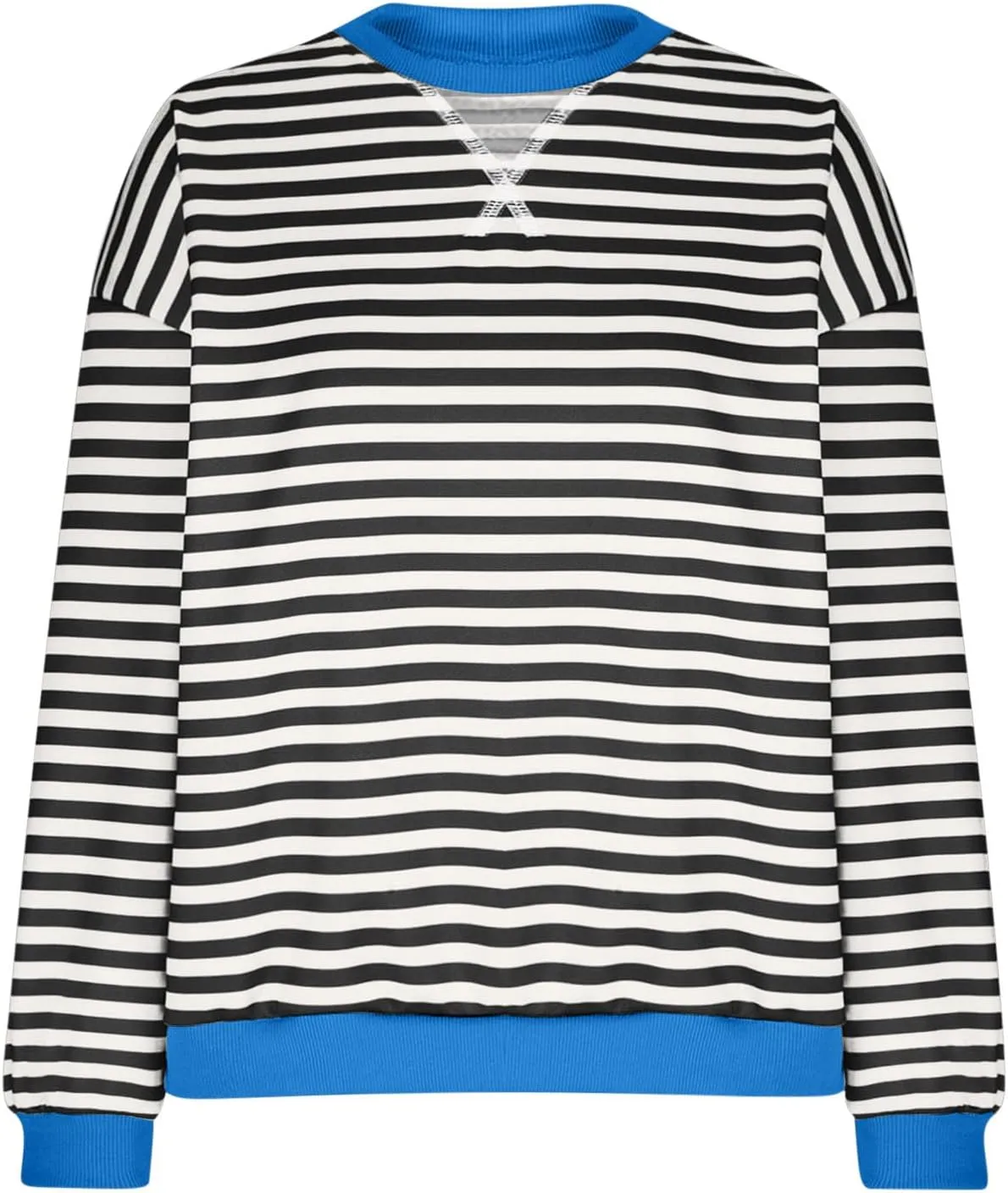 Winter Color Striped Clothes Crew Neck Long Sleeve Sweatshirts Plus Size Comfy Soft Outfits Simple Pullover