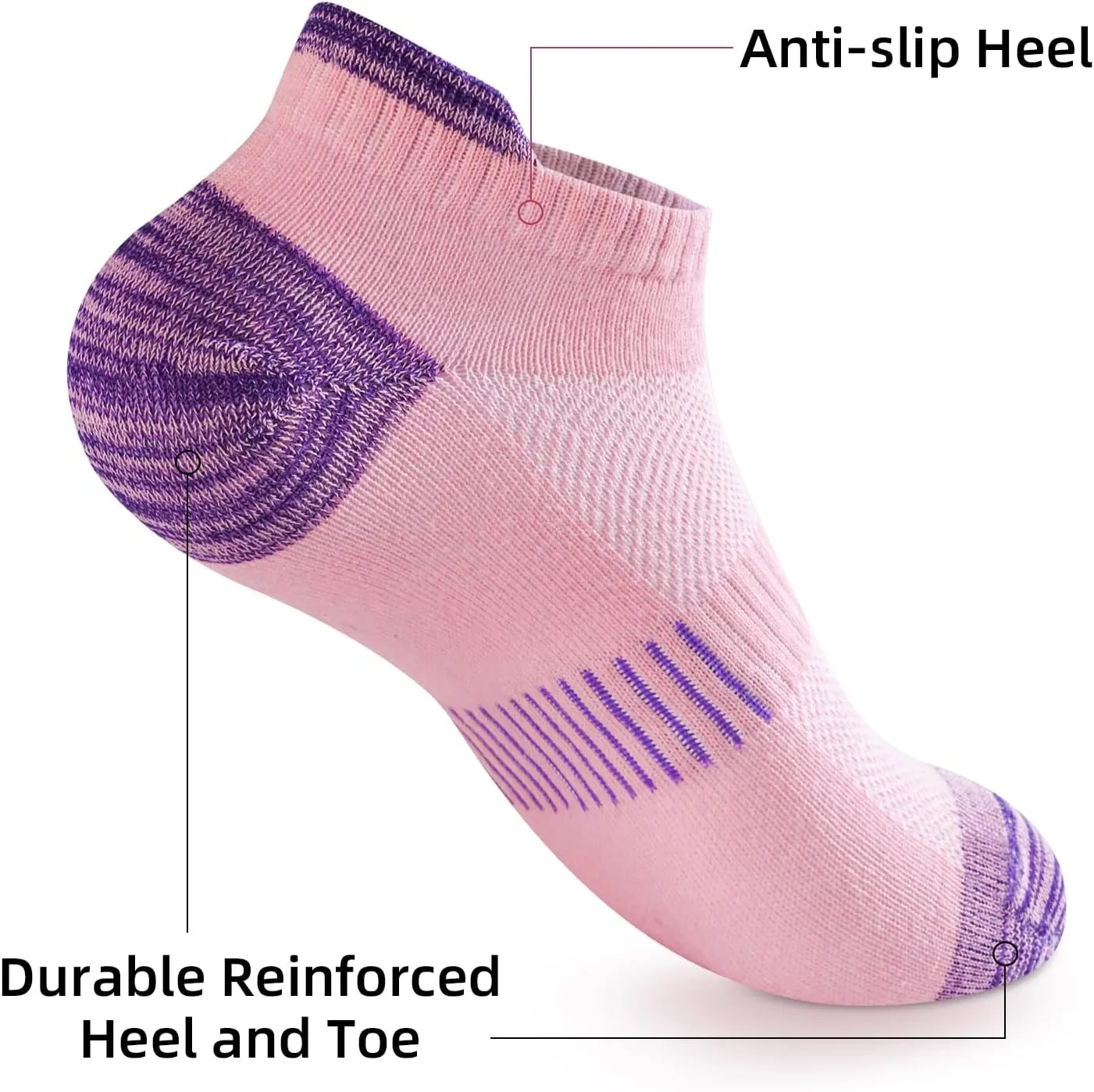 Women Ankle Socks Athletic Thick Cushioned Running anti blister socks women ，5 Pair Pack