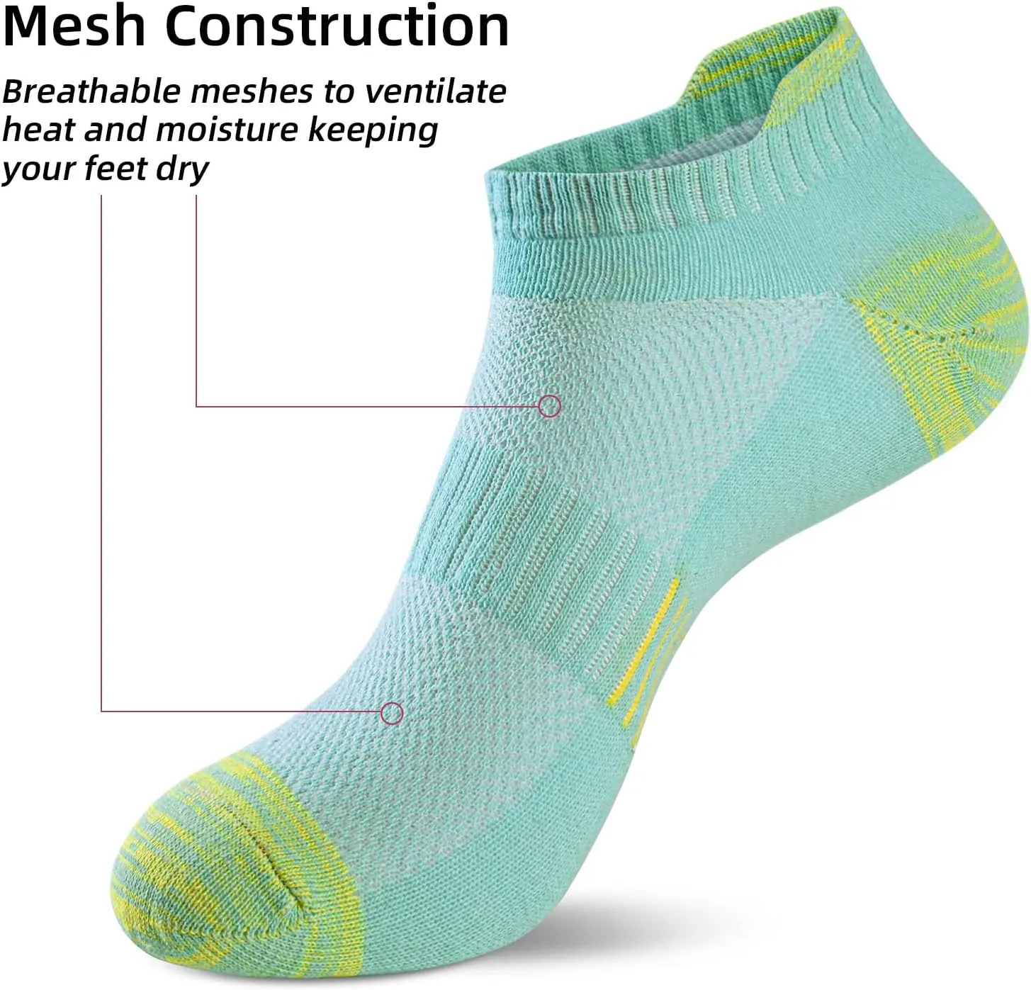 Women Ankle Socks Athletic Thick Cushioned Running anti blister socks women ，5 Pair Pack