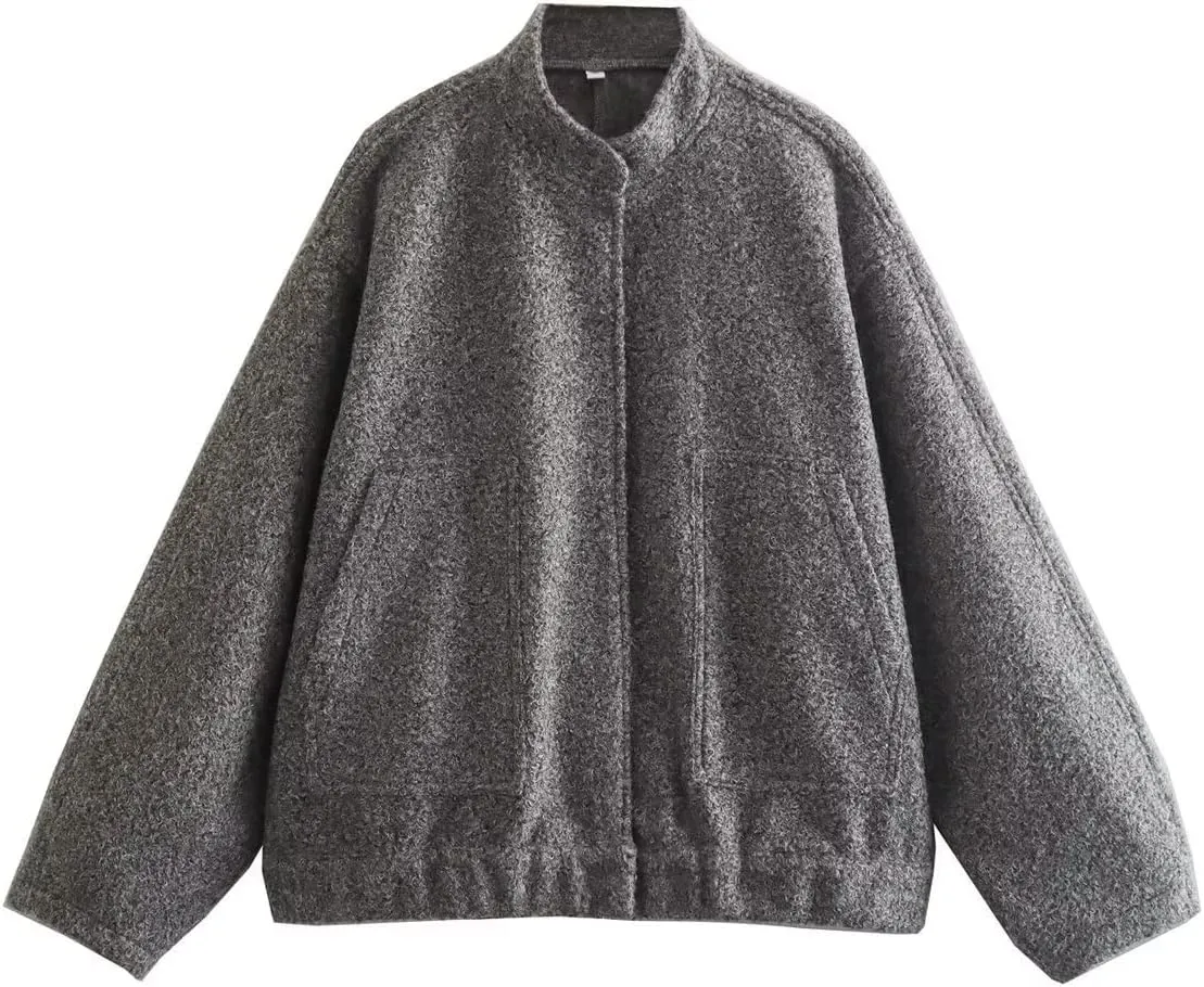 Women Shacket Jacket Button Down Wool Blend Coats with Pockets Old Money Aesthetic Clothing Oversized Warm Outerwear