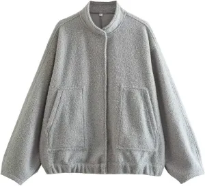 Women Shacket Jacket Button Down Wool Blend Coats with Pockets Old Money Aesthetic Clothing Oversized Warm Outerwear