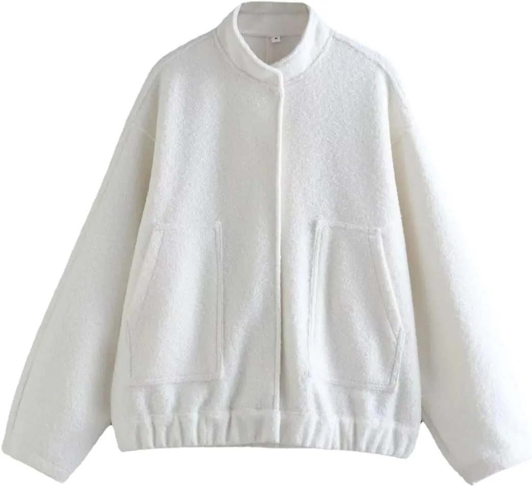 Women Shacket Jacket Button Down Wool Blend Coats with Pockets Old Money Aesthetic Clothing Oversized Warm Outerwear