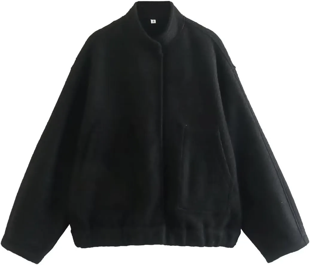 Women Shacket Jacket Button Down Wool Blend Coats with Pockets Old Money Aesthetic Clothing Oversized Warm Outerwear