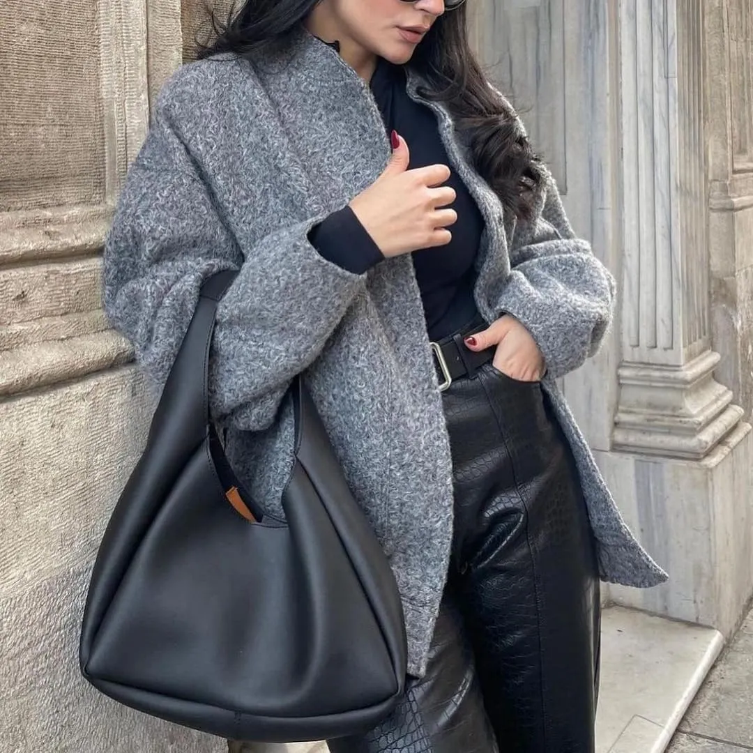 Women Shacket Jacket Button Down Wool Blend Coats with Pockets Old Money Aesthetic Clothing Oversized Warm Outerwear