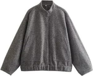 Women Shacket Jacket Button Down Wool Blend Coats with Pockets Old Money Aesthetic Clothing Oversized Warm Outerwear