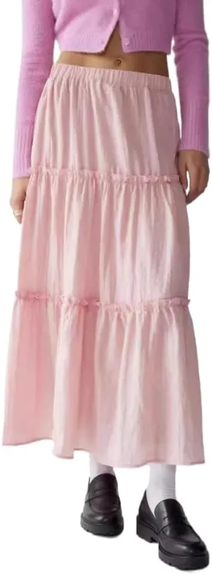 Women Summer Coquette Long Skirts Cute Pleated A Line Flowy Tiered Cottagecore Preppy Aesthetic Maxi Vacation Skirt