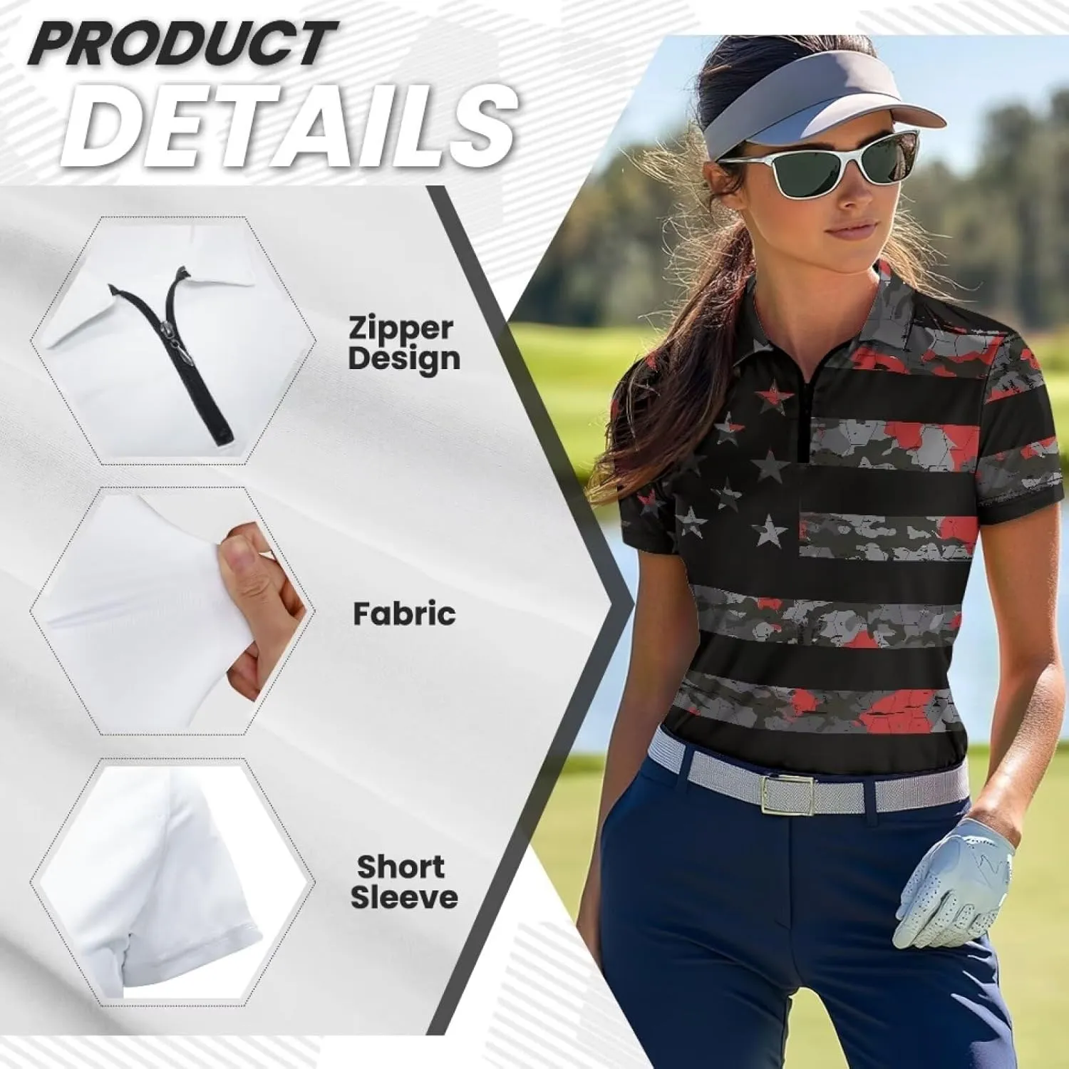 Women's 1/4 Zipper Golf Shirt Breathable Moisture Wicking Tennis Shirt Athletic Pullover Tops Hiking Running Tees