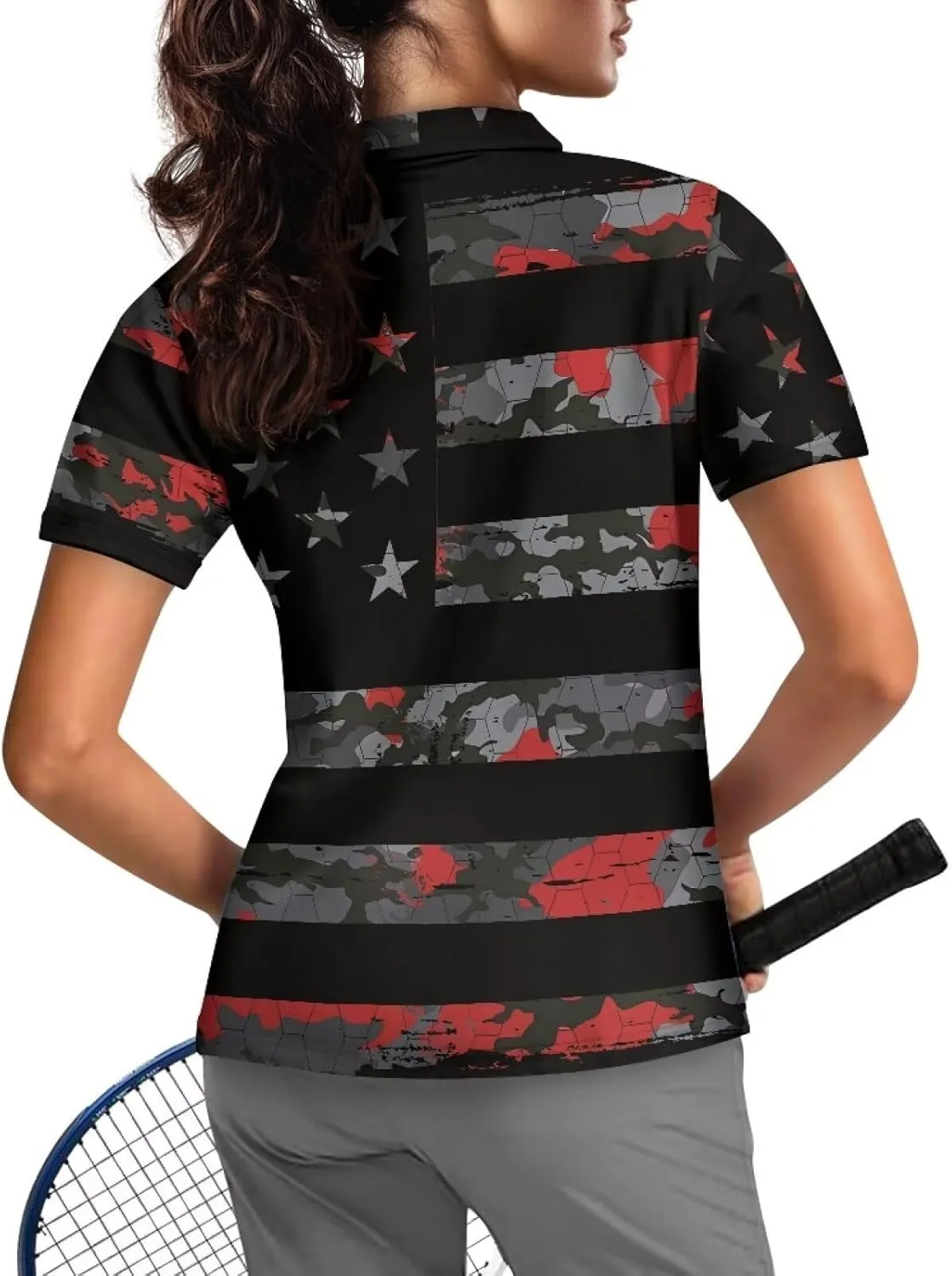 Women's 1/4 Zipper Golf Shirt Breathable Moisture Wicking Tennis Shirt Athletic Pullover Tops Hiking Running Tees