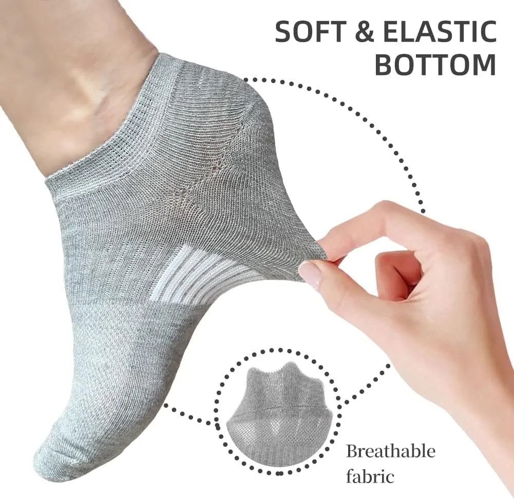 Women's Ankle Cotton Socks Low Cut Athletic Running Soft Thin No Show White Socks 6-10 Pairs