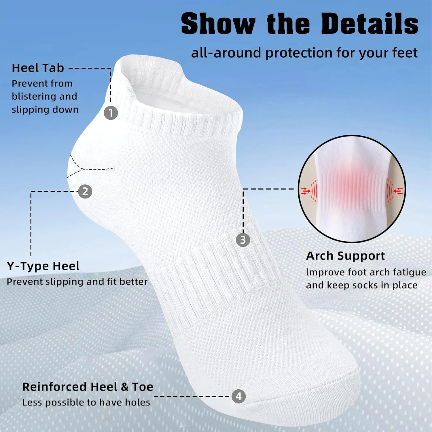 Womens Ankle Socks Running Athletic Sports Low Cut Socks No Show Socks for Women Tab Socks 6 Pairs