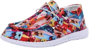 Women's Comfortable Lace-up Loafers Wide Width Colorful Doggy Print Slip on Sneakers Orthopedic Women Boat Shoes Lightweight Arch Support Walking Shoes