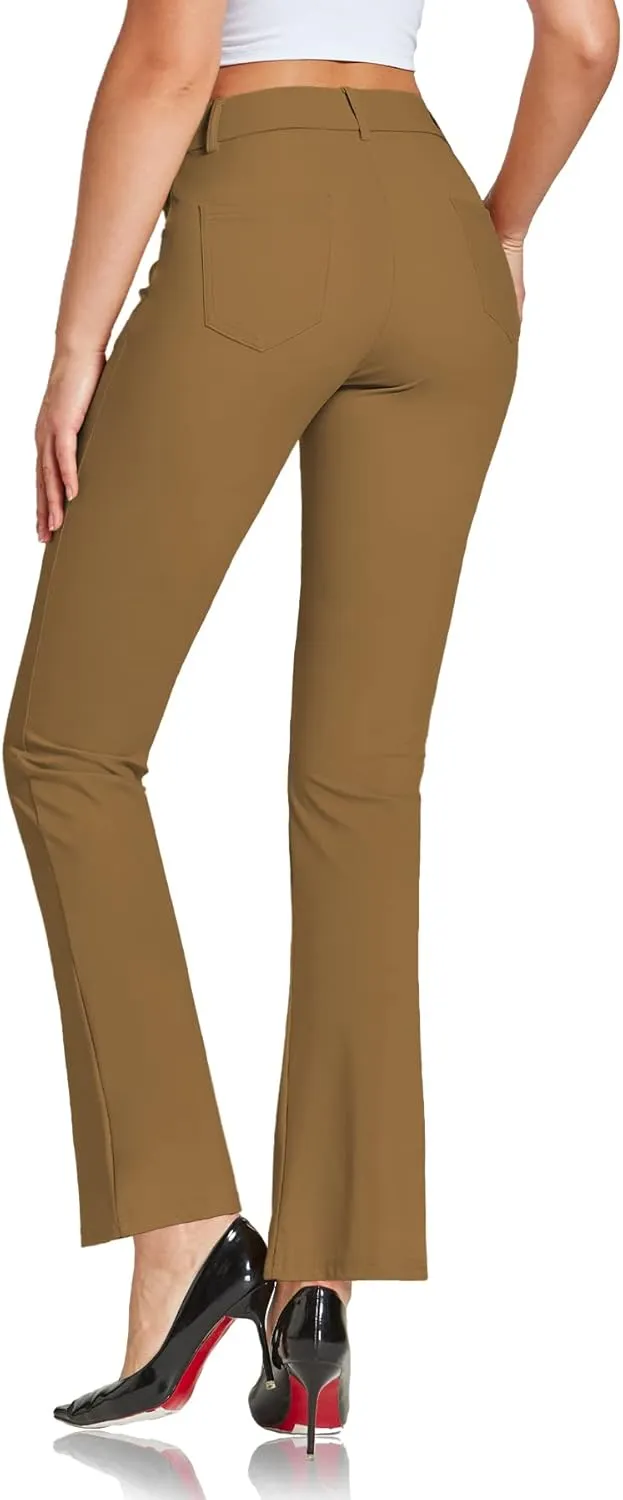 Women's Dress Pants Bootcut Stretch Work Pants Slacks Office Business Casual Golf Yoga Trousers 4 Pockets