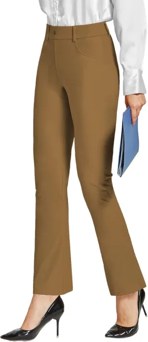 Women's Dress Pants Bootcut Stretch Work Pants Slacks Office Business Casual Golf Yoga Trousers 4 Pockets