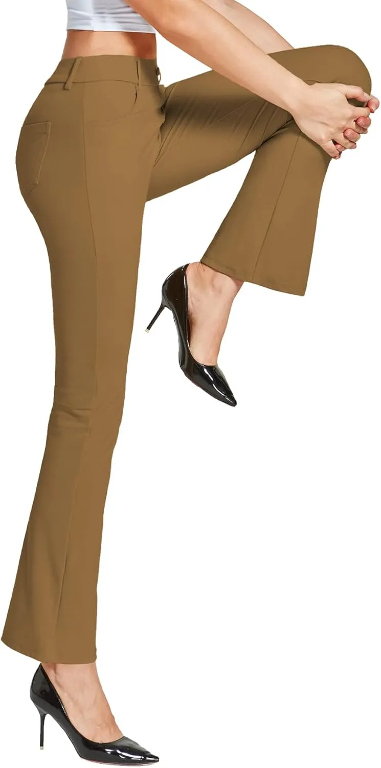 Women's Dress Pants Bootcut Stretch Work Pants Slacks Office Business Casual Golf Yoga Trousers 4 Pockets